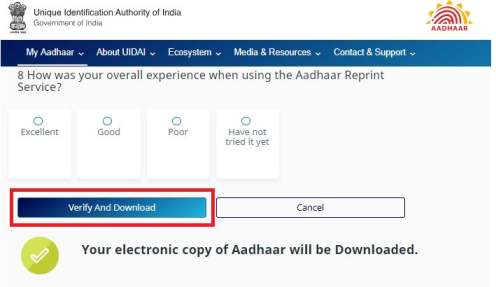 Adhar Card online download
